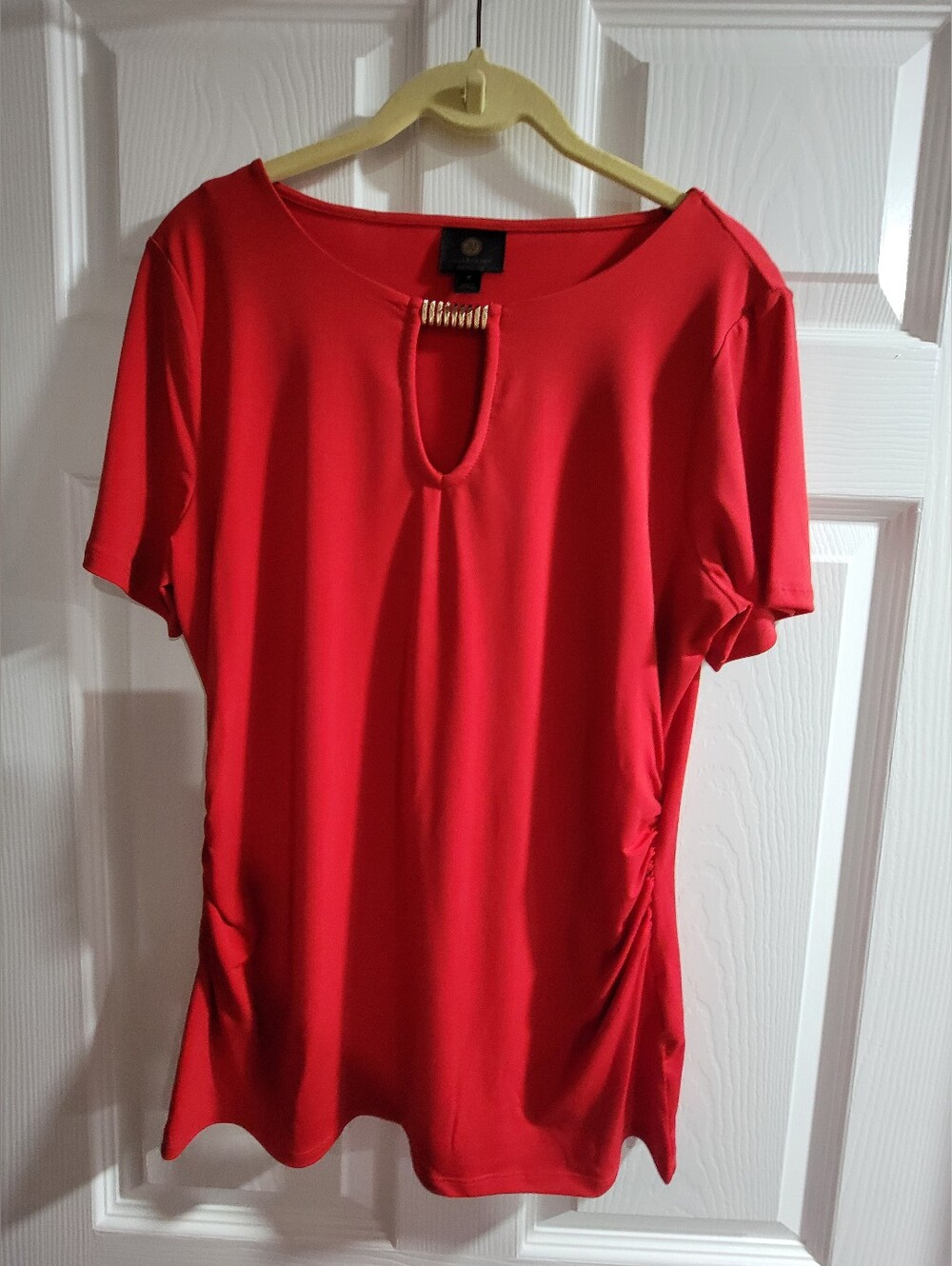 JM Collection Red Short Sleeve Top- Size M